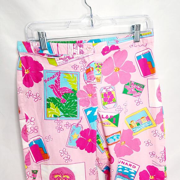 Vintage Lilly Pulitzer White Label Cruise Away Vacation Cropped Pants Size 6 - Picture 3 of 10